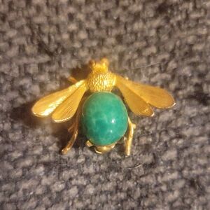 Elegant Gold and Green Bee Brooch